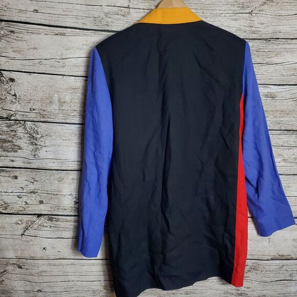 90s I. B. Diffusion Color Block Appliqued Oversized 2 Button Blazer Womens 10 - Picture 5 of 8